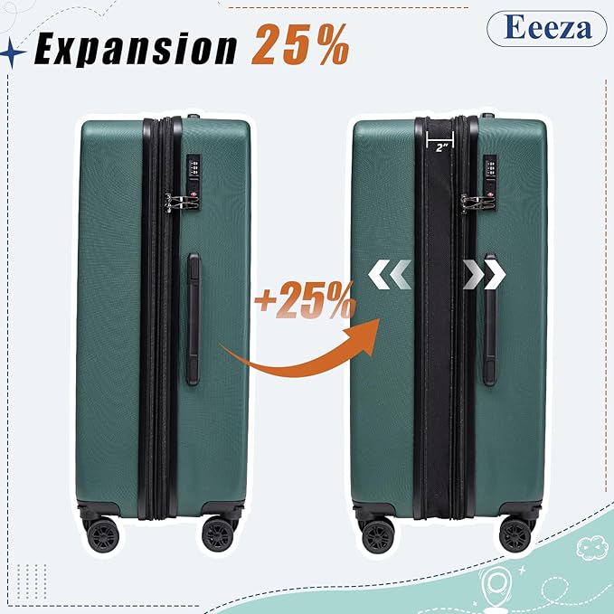 Expandable Carry on Luggage Sets,Suitcases with Detachable Wheels Hardshell 22x14x9 Airline Approved,Lightweight Luggage Set with TSA Lock,Carry on Suitcase