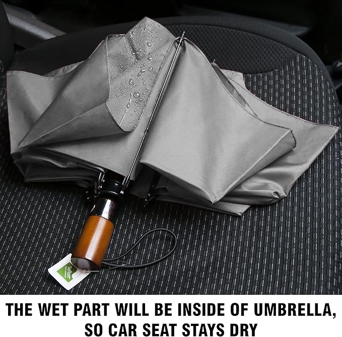 Raintrend Windproof Travel Umbrellas for Rain Automatic +10% Bigger Canopy Strong Frame Compact Folding Portable Umbrella for Women Men Backpack Purse