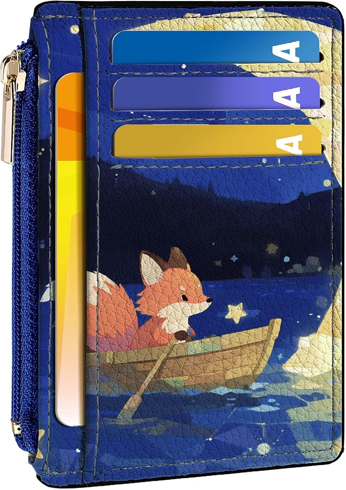 Tipmile Credit Card Holder for Women Slim Minimalist Front Pocket RFID Blocking Wallet Small Compact Card Case with ID Window, Fox