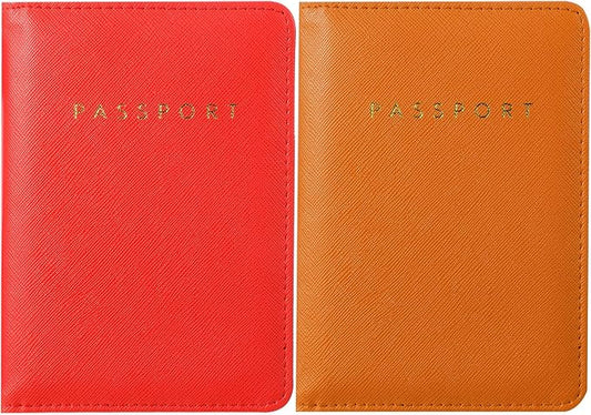 2 Pcs Passport Cover Holder for Travel Waterproof Leather Passport Wallet Case Book Travel Cruise Essentials for Women Men | 2 Pieces, Bridal, Holder, Waterproof, Holder Covers, Travel Wallet