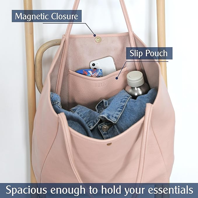 Oversize Pu Leather Tote Women Weekender Bag Shopper Handbag Travel Purse