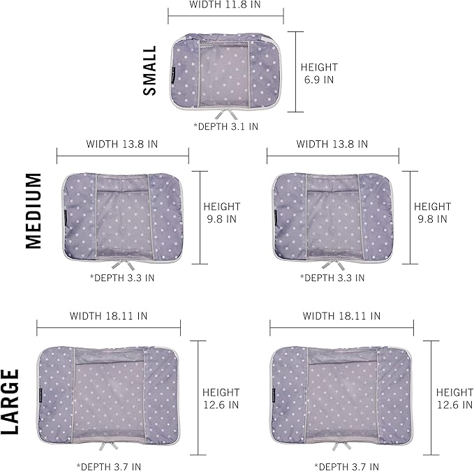 TravelWise Packing Cubes, White Dots, Set (5262369)