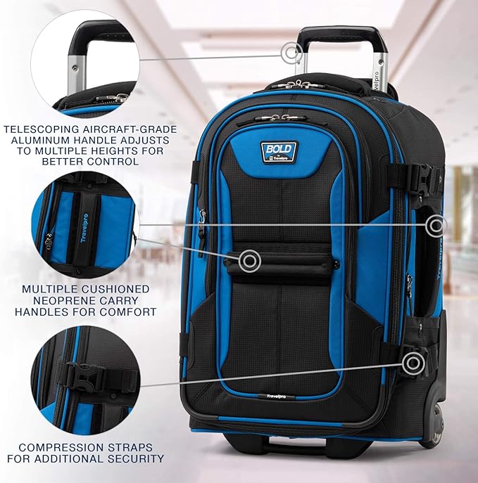 Travelpro Bold Softside Expandable Carry on Rollaboard Luggage, Carry on 22-Inch, Blue/Black