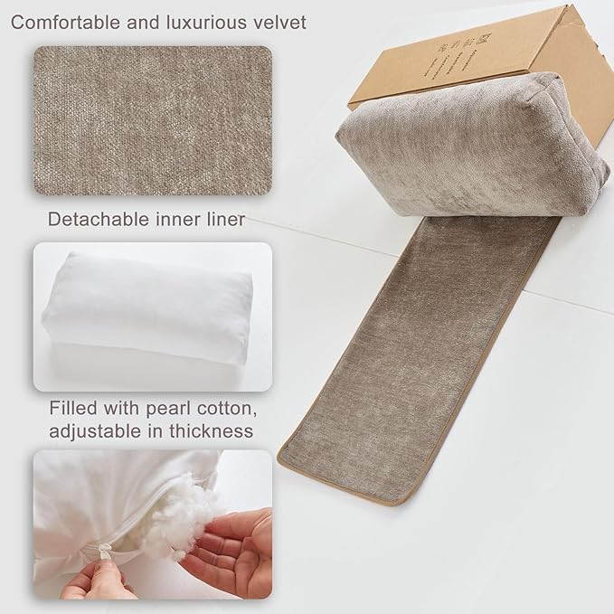 Chenille Neck Pillow for Sofa - Adjustable Headrest, Non-Slip Neck Support Cushion for Pain Relief, Comfortable Chair Pillow, Coffee