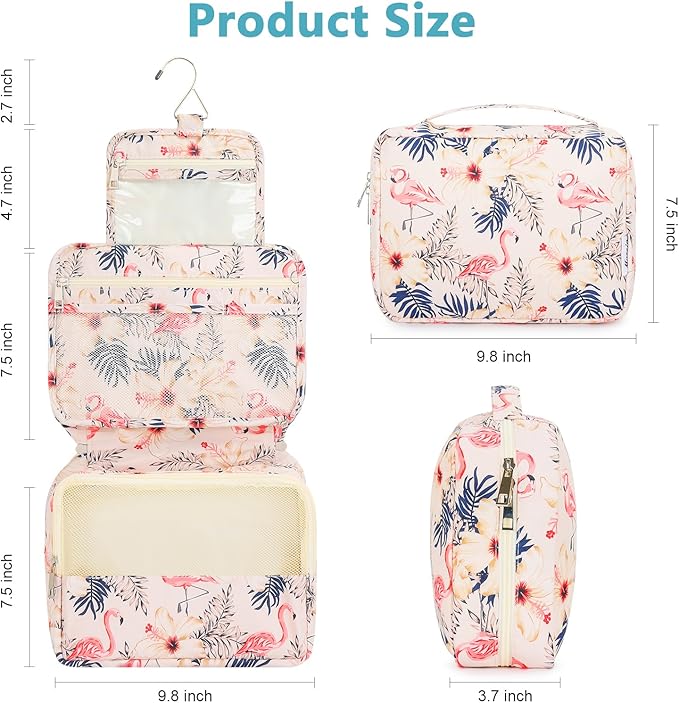 Mossio Hanging Toiletry Bag with Sturdy Hook - Large Portable Cosmetic Makeup Travel Organizer for Men & Women