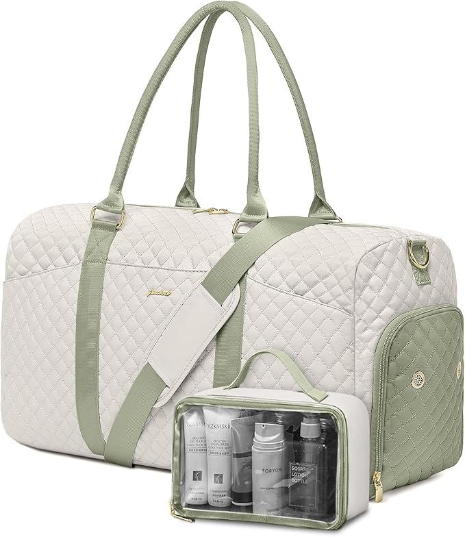 Women Weekender Travel Duffle Bag: Travel Duffel Overnight Bags with Shoe Compartment Large Carry on Tote with Toiletry Bag Weekend Traveling Yoga Gym Hospital Bag for Women with Wet Pocket
