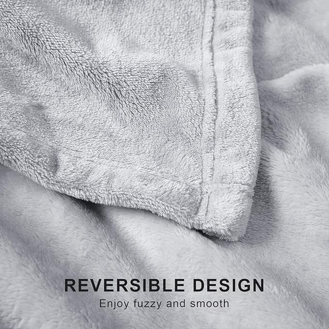 Hansleep Fleece Light Grey King Blanket, Super Soft Flannel Fuzzy Plush Cozy Blanket for All Seasons, Light Grey, King 90x108 Inches