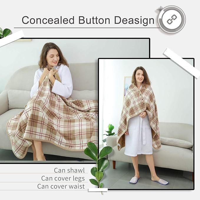 XING YE CHUAN Fleece Wearable Blanket, Comfy Poncho Throw with Buttons, Plush Sleeveless Blankets, for Women Cape Wrap Cover…