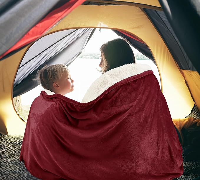 Utopia Bedding Sherpa Blanket King Size (Red, 90x102 Inches) - Soft Lightweight Plush Fleece Reversible Blanket for Bed, Sofa, Couch, Camping and Travel