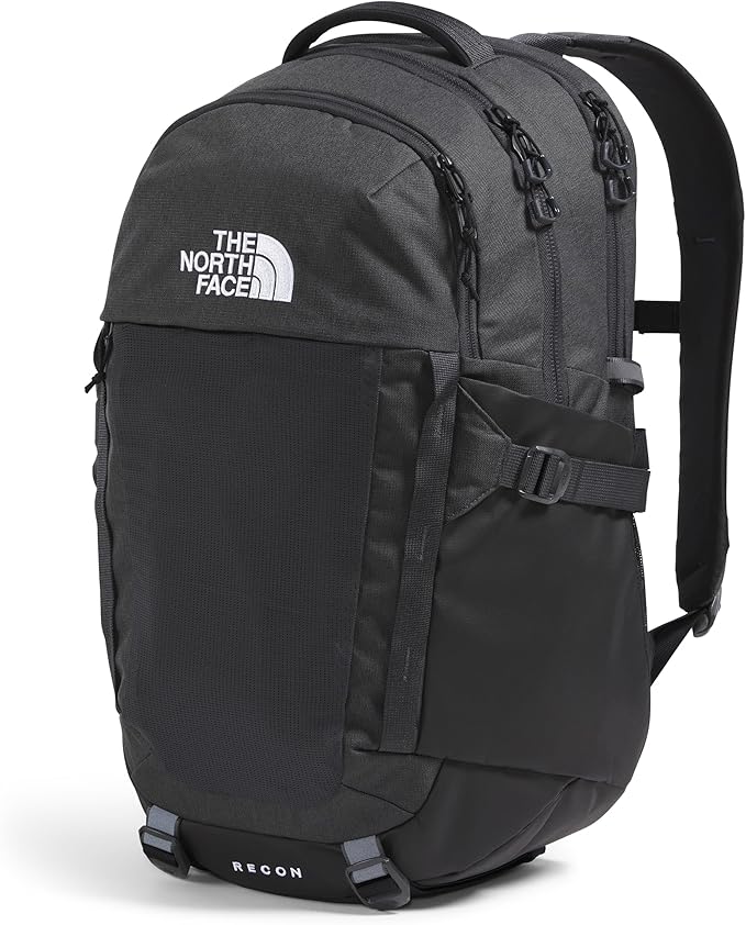 The North Face Recon Everyday Laptop Backpack - Daypack, Water Repellent, Laptop Sleeve, 2 Water Bottle Pockets, Asphalt Grey Light Heather/TNF Black-NPF, One Size