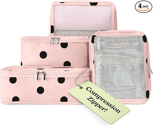 VANDEL Space-Saving Compression Packing Cubes for Kids + Women, Compressible Carry On Suit Case Organizer Luggage Kids Packing Cubes for Baby Bag Organizer Pouches for Luggage, Treavel Suitcase Cube