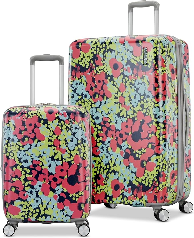 American Tourister Moonlight II Hardside Expandable Luggage with Spinner Wheels, Poppy Pattern, 2-Piece Set (20/28)