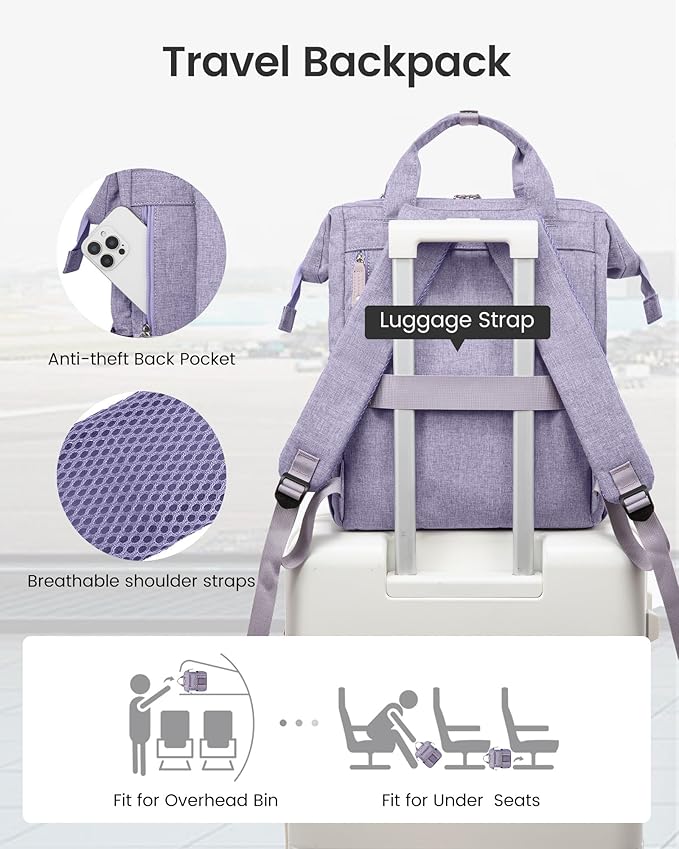 LOVEVOOK Laptop Backpack for Women, 17.3 Inch Teacher Nurse Bag Work Travel Computer Backpacks Purse, College Bookbag for School, Water Resistant Daypack