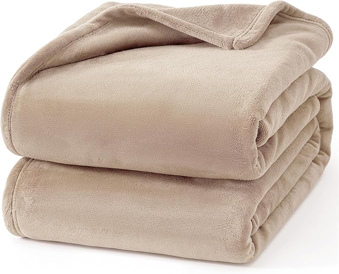Hansleep Fleece Light Camel Full Blanket, Super Soft Flannel Fuzzy Plush Cozy Blanket for All Seasons, Light Camel, Full 84x90 Inches