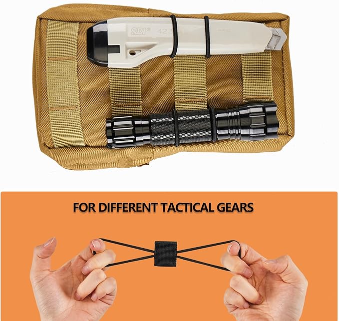 15 Pack Molle Attachments, Molle Webbing Binding Ribbon, Tactical Gear Holder Clip, Backpack Accessories, Molle Web Dominator Elastic Strings Buckle, Multipurpose Tactical Bag Accessories