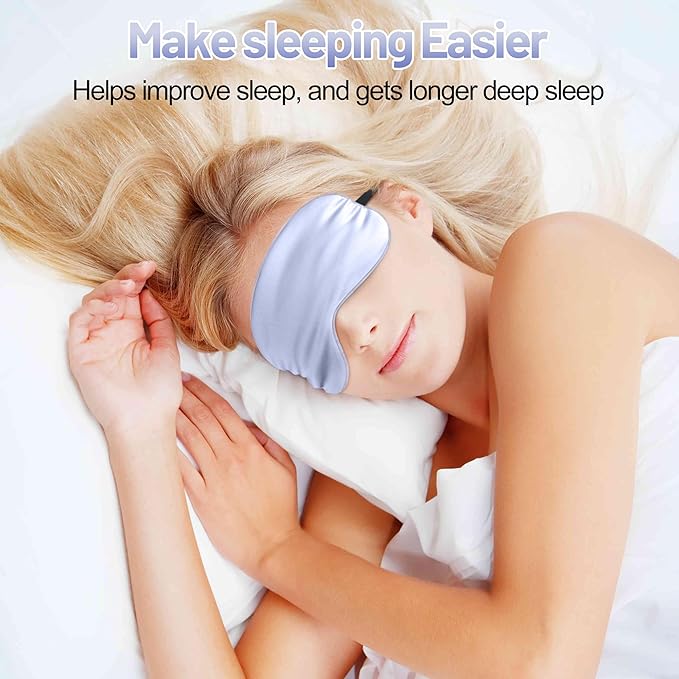 Sleep Mask, Silk Eye Mask for Sleeping with Adjustable Strap, Blindfold Eyeshade for Men & Women, Comfortable & Soft Eye Cover Eyeshade for Night Sleep (Light Purple)