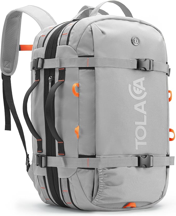 Tolaccea Travel Laptop Backpack for Men Women, 40L-50L Expandable Carry On Backpack with Wet Dry Compartment, TSA Approved Daypack Fits 16 Inch Laptop, Convertible Rucksack Duffel Bag for Work Travel