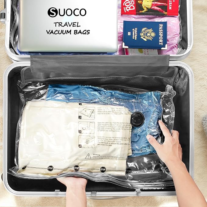 Travel Vacuum Bags for Clothing with Rechargeable Electric Pump, Compression Packing Cubes Organizer Storage for Luggage Suitcase, Space Saver Seal Bags for Vacation Cruise, 15 Combo