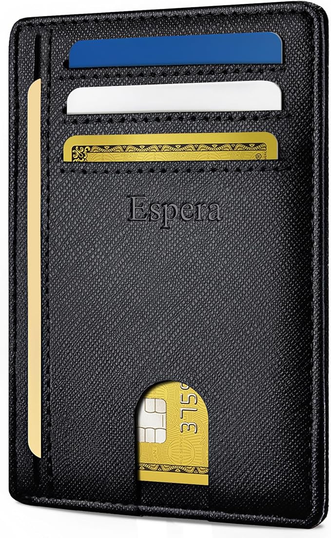 Espera Slim Minimalist Front Pocket Wallet for Men, RFID Blocking Credit Card Holder, Thin Travel ID Card Case, Gifts for Men