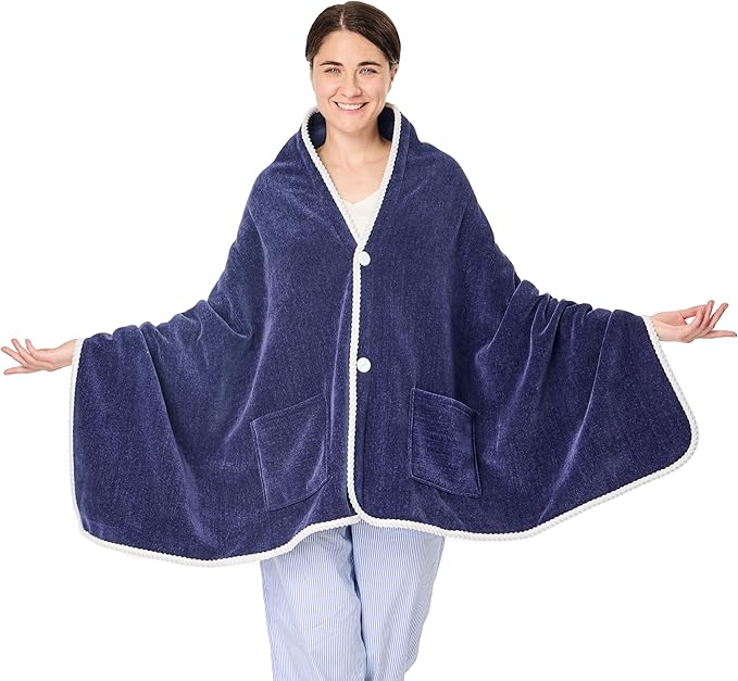 XING YE CHUAN Fleece Wearable Blanket, Comfy Poncho Throw with Buttons, Plush Sleeveless Blankets, for Women Cape Wrap Cover…