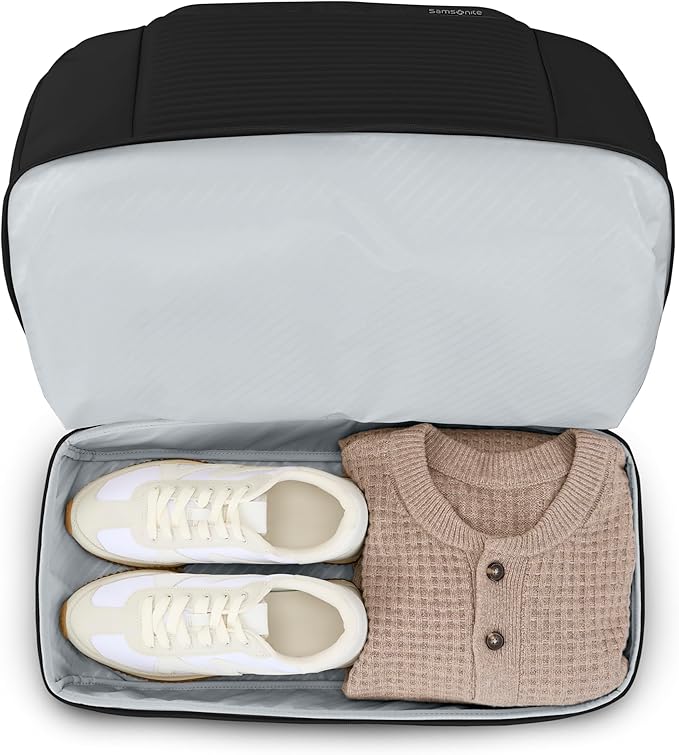 Samsonite Paralux Weekender Duffel Bag, Travel Carry-On Bag with Wide Opening, Drop-Bottom Shoe & Laundry Compartment, AirTag Holder, StackIt Strap - Business & Leisure Travel Bag