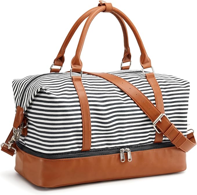 S-ZONE Weekender Bags for Women and Men Travel Duffel Bags with Shoe Compartment Overnight Carry on Duffle Tote Bag