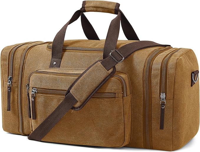 Canvas Expandable Duffle Bag for Men Traveling, Luggage Travel Bag Weekender Overnight Bag,Mens Gym Carry on Duffel Bags