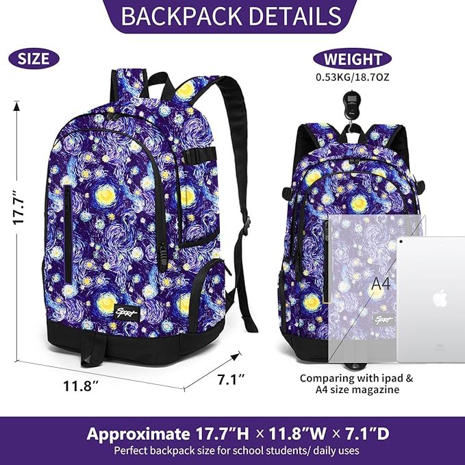 rickyh style School Backpack Travel Bag for Men & Women Lightweight College Back Pack with Laptop Compartmen