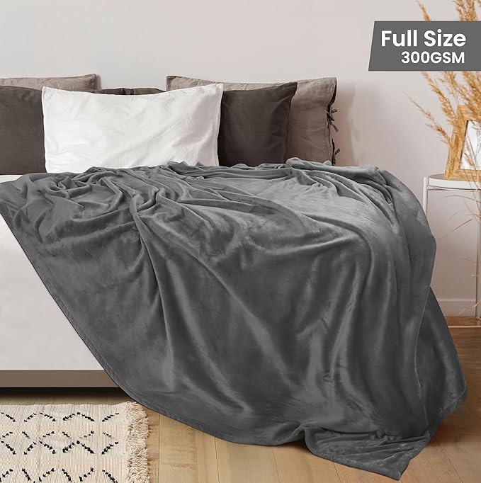 Utopia Bedding Fleece Blanket Full Size Grey (90x84 Inches) Ultra Soft Warm Lightweight Microfiber Breathable Anti-Static Cozy Winter Bed Blanket, All-Season Home Decor Gift for Men & Women