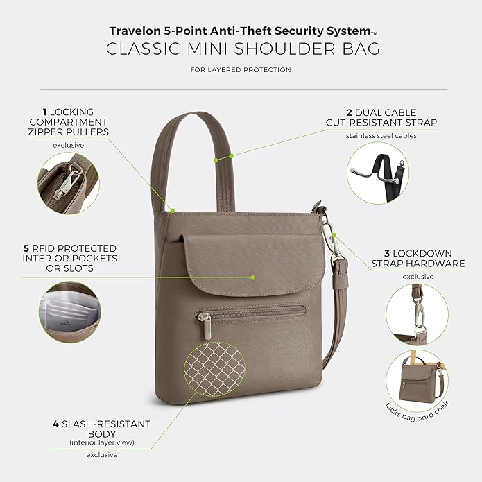 Travelon Anti-Theft Classic Mini Shoulder Bag