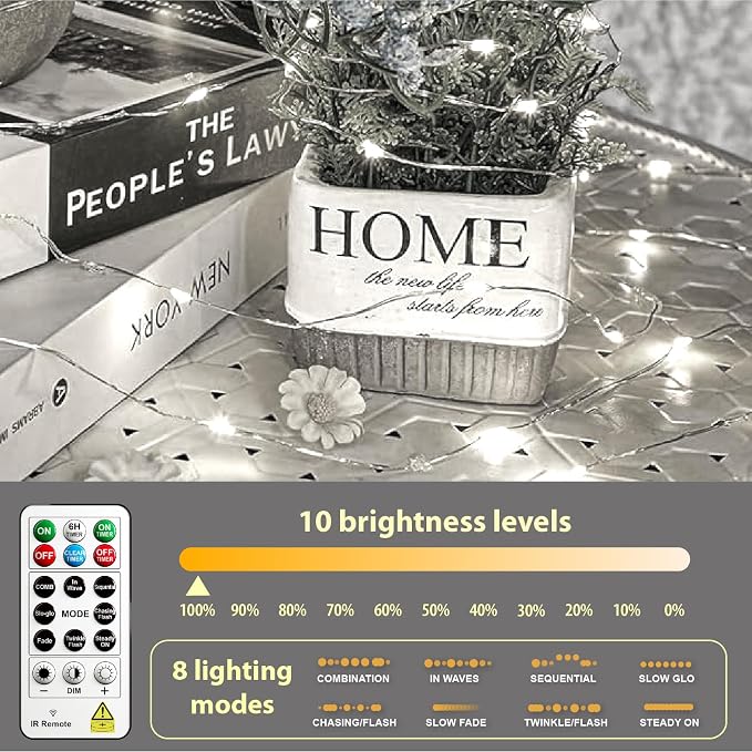 HXWEIYE 6 Pack Rechargeable Fairy Lights with Remote, 7ft 20LED | Battery Operated, 8 Modes & DIY Timer, Mini Twinkle String Light for Mason Jar Wedding Table Wreath Christmas,White