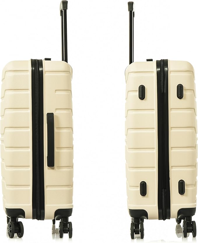 InUSA TREND Luggage with Spinner Wheels | Durable Lightweight Hardshell Suitcase,Travel sets with Handle and Trolley | (20in, 24in, 28in) 3 Piece Set | Sand