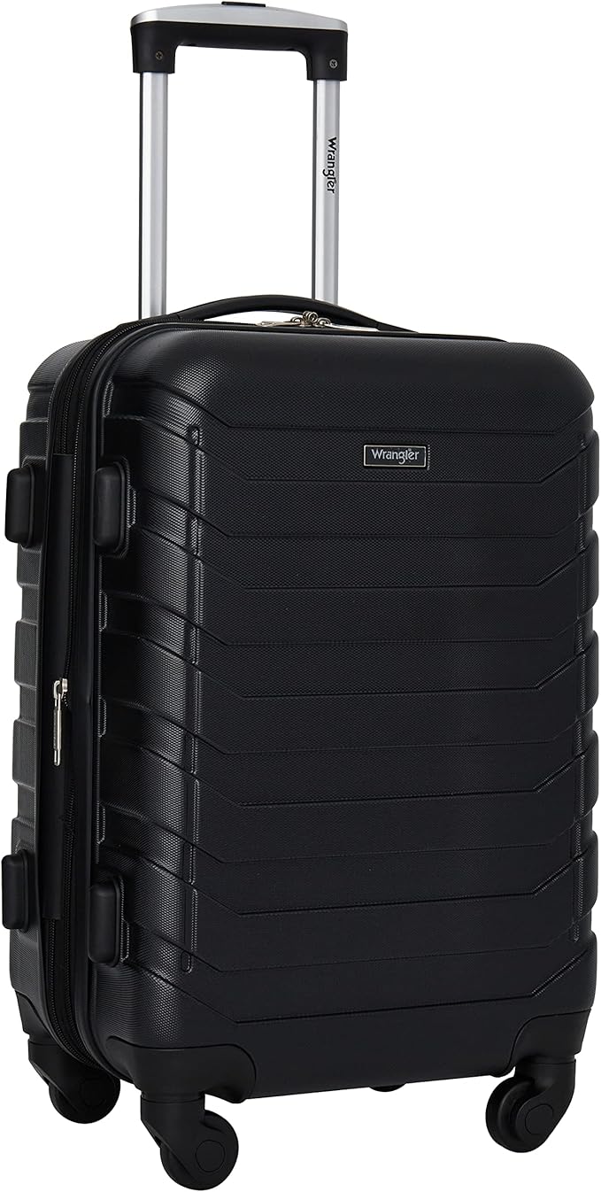 Wrangler 4 Piece Miami Luggage and Packing Cubes Set, Black