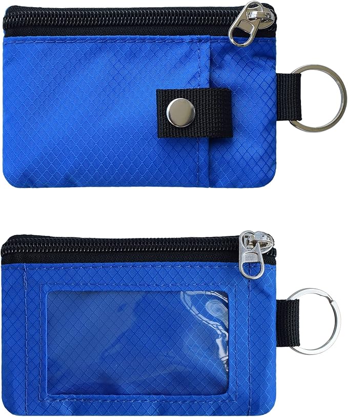 CHENSPRX Minimalist RFID Blocking Small Wallet with ID Window,WaterResistant Zip Id Case Wallet with Lanyard Keychain for Cards,Cash,Travel,Women,Men
