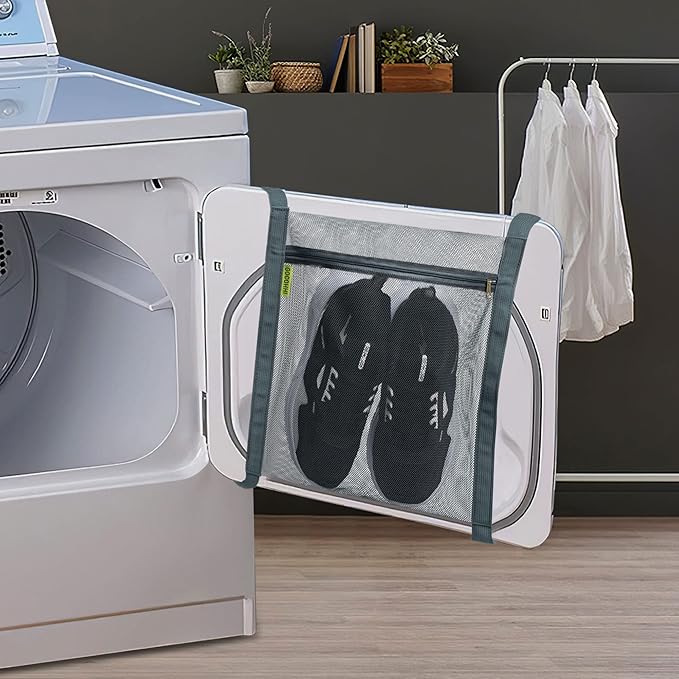 Shoe Dryer Bag, Sneaker Dry Net for Dryer, HoneyComber Mesh Bags with Zipper and Strap for Shoes, Laundry Reused Bag Tool, 15.7x13.8 Inches (1Pc Grey)