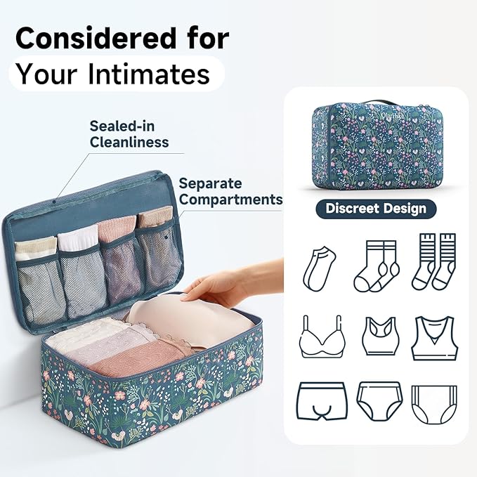 11 Set /9 Set Packing Cubes for Travel,Gifts for Women Mom Kids,TSA Approved Bags for Makeup,Cosmetic, Toiletry,Organizers for Suitcase Carry On,Cruise Essentials Airplane Accessories,Dark Blue Floral