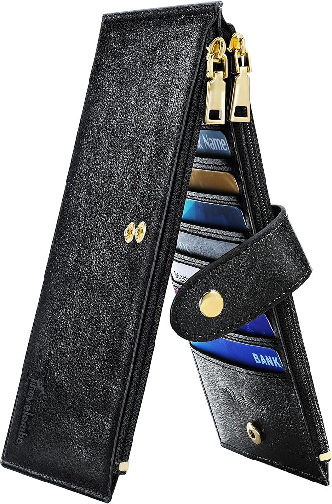 Travelambo RFID Wallet Women Large Size Bifold Multi Card Wallet Case with Zipper Pocke Credit Card Holder for Women
