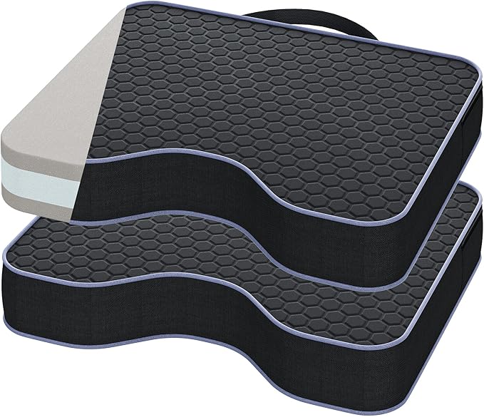 Stadium Seat Cushions for Bleachers 2 Pack - 3.15" Extra Thick Portable Bleacher Seats with Memory Foam & Massage Dots, Comfortable Waterproof Outdoor Chair Pads for Sporting Events, Travel, Camping