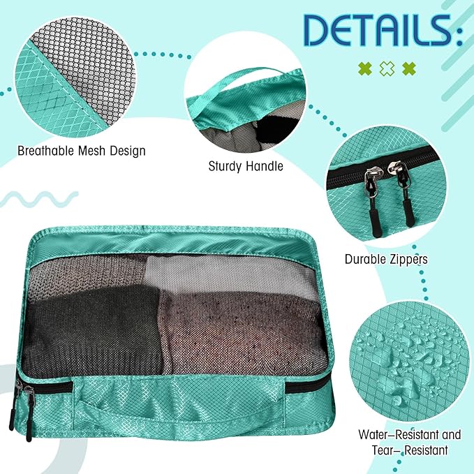 5 Pcs Packing Cubes for Suitcase Large Travel Cubes Carry on Luggage Organizer Bags for Clothes Accessories(Mixed,Blue)
