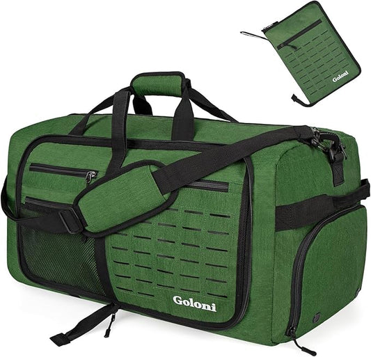 Foldable Travel Duffle Bag for Men Women, Waterproof with Shoe Compartment, 80L 120L Large Collapsible Luggage Bag, Lightweight Packable Duffel for Travel Sports Gym Airline Carry On Checked Bag