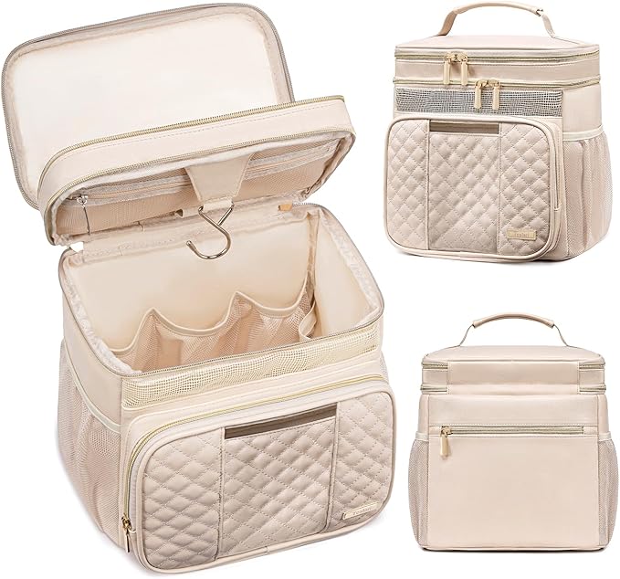Large Leather Toiletry Bag for Women Men,Bathroom Bag,Water Resistant Shower Bag,Makeup Bag,Portable Shower Caddy for College Dorm,Hanging Travel Toiletry Bag with Transparent Waterproof Phone Pocket