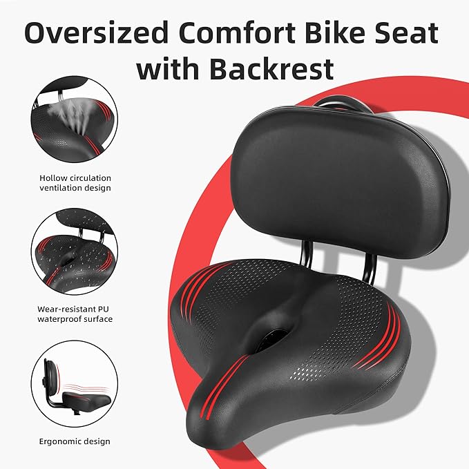 Oversized Bike Seat for Peloton Bike & Bike+, Comfort Seat Cushion Compatible with Peloton, Road or Exercise Bikes, Bicycle Wide Saddle Replacement for Men & Women, Accessories for Peloton