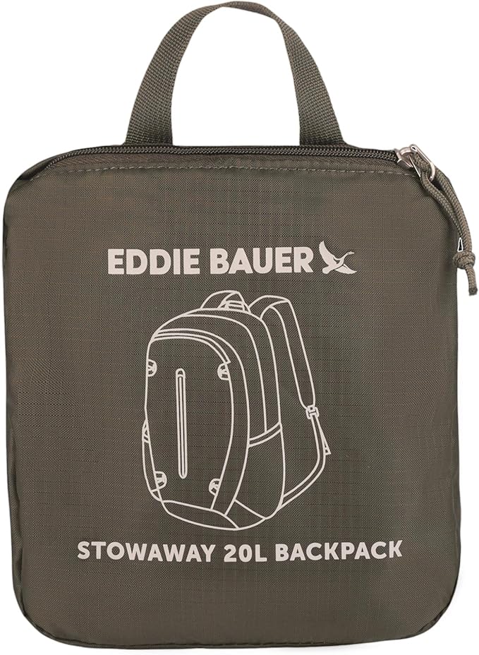 Eddie Bauer Stowaway Packable Backpack | Travel | Outdoor | Lightweight | Foldable | Durable | Ripstop Polyester | 20L - Dark Forest