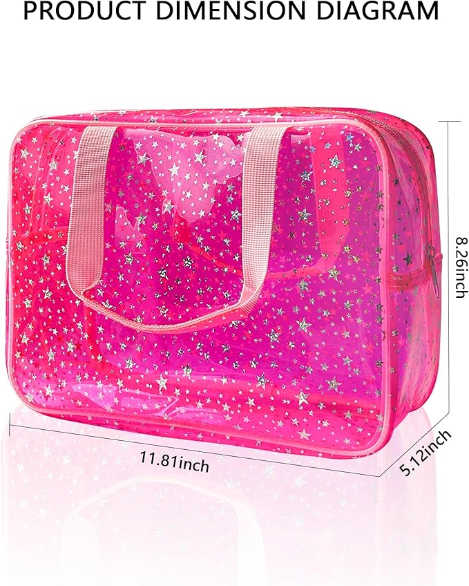 Yellow Star Large Cosmetic Bag and Travel Pouch with Handle,Durable Material,Zipper Design-Ideal for Makeup,Travel Essentials