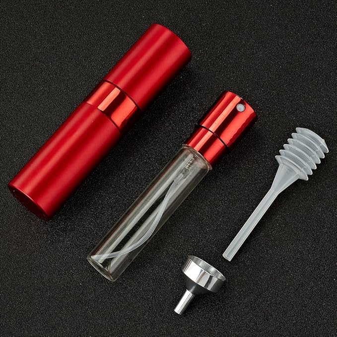 LISAPACK 8ML Atomizer Perfume Spray Bottle for Travel, Empty Refillable Cologne Dispenser, Portable Sprayer (Red)