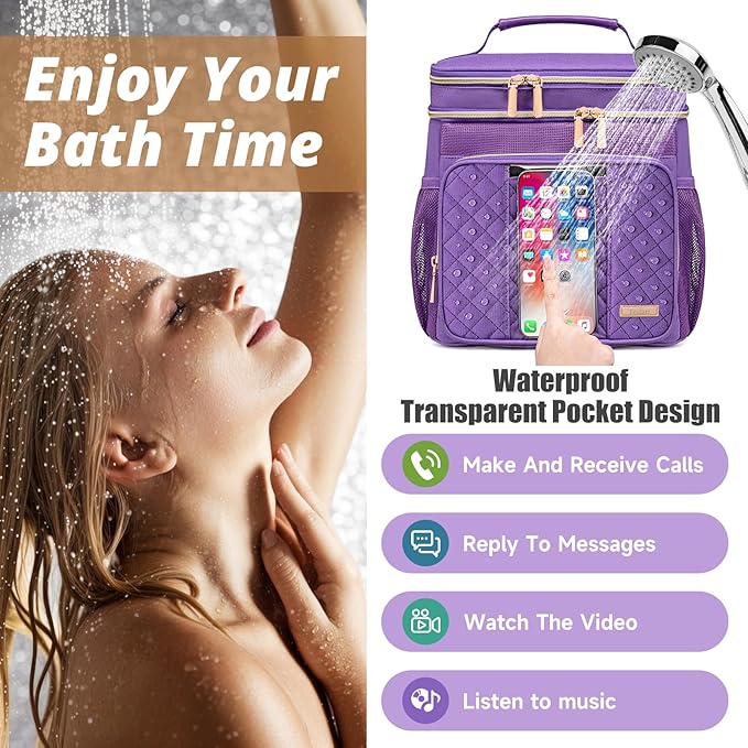 Large Toiletry Bag for Women Men,Bathroom Bag,Water Resistant Shower Bag,Makeup Bag,Portable Shower Caddy for College Dorm,Hanging Travel Toiletry Bag with Transparent Waterproof Phone Pocket