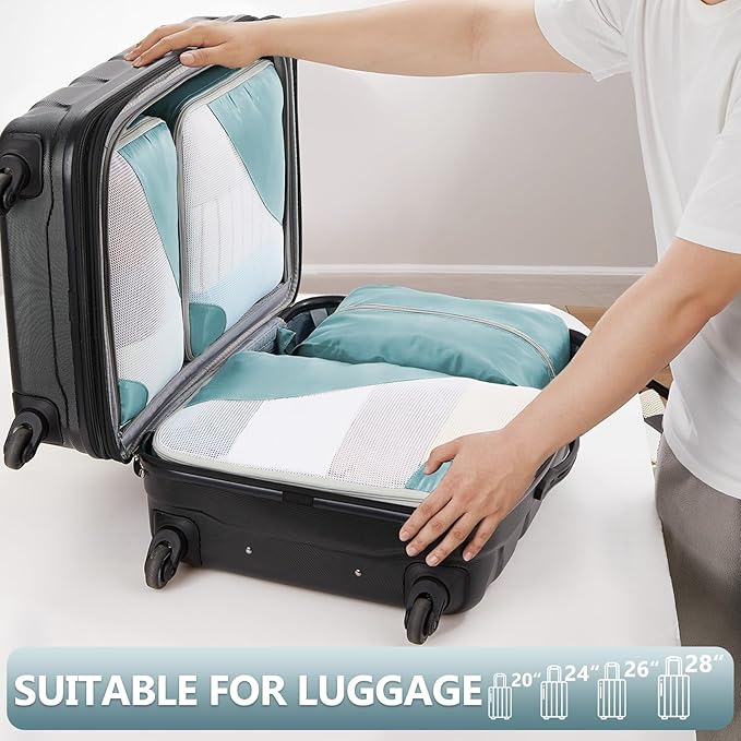 8 Set Packing Cubes for Travel, Gifts for Women Mom,Anti-Tearing Suitcase Organizer for Luggage with Shoe & Hanging Toiletry Bag,OlarHike Vacation Essentials & Accessories for Cruise Ship