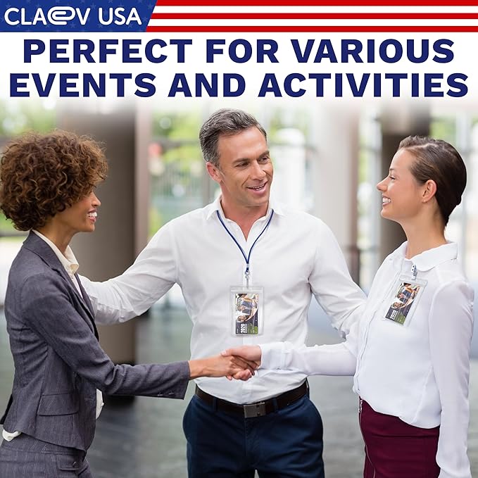 Claev Vertical 4x6 Passport & Card Holders (4x6 Extra Large (XXL), 10 Pack), Clear Waterproof ID Plastic Name Card Badge Holders for Travel, Conferences, Conventions