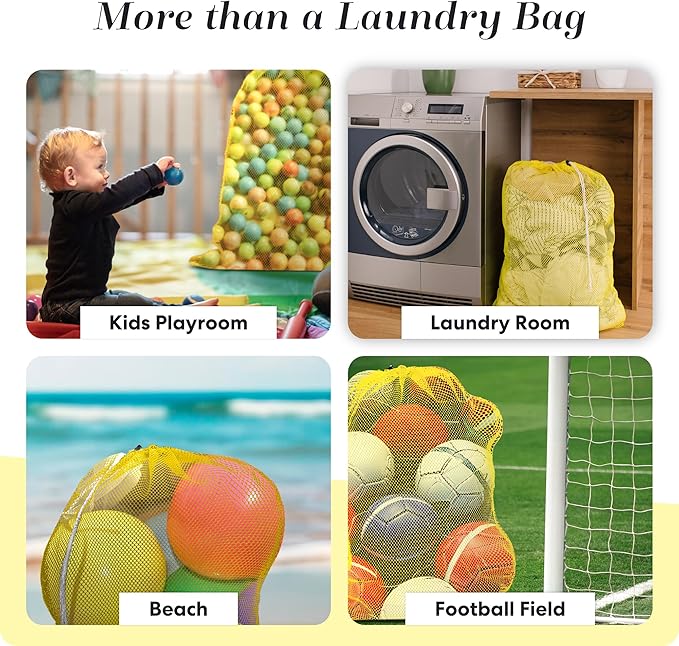 Handy Laundry Mesh Laundry Bag, Extra Large 24" x 36" – Heavy Duty, Durable Polyester with Secure Drawstring Closure, Machine Washable, Ideal for Delicates, College Dorms, Travel, Storage – Yellow