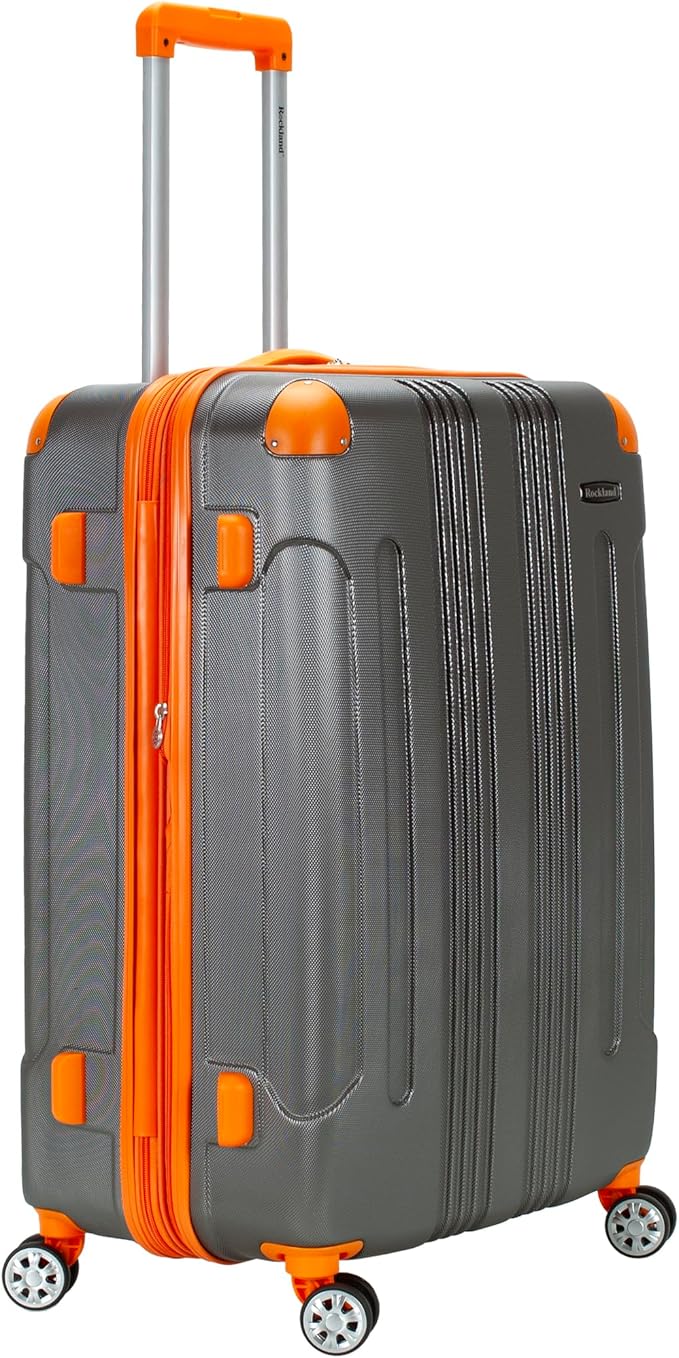 Rockland London Hardside Expandable Spinner Wheel Luggage, Charcoal, Checked-Large 28-Inch